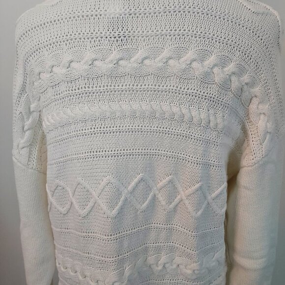 Chico's Turtleneck Cable Knit Ivory Tunic Sweater Size Large - Picture 2 of 9